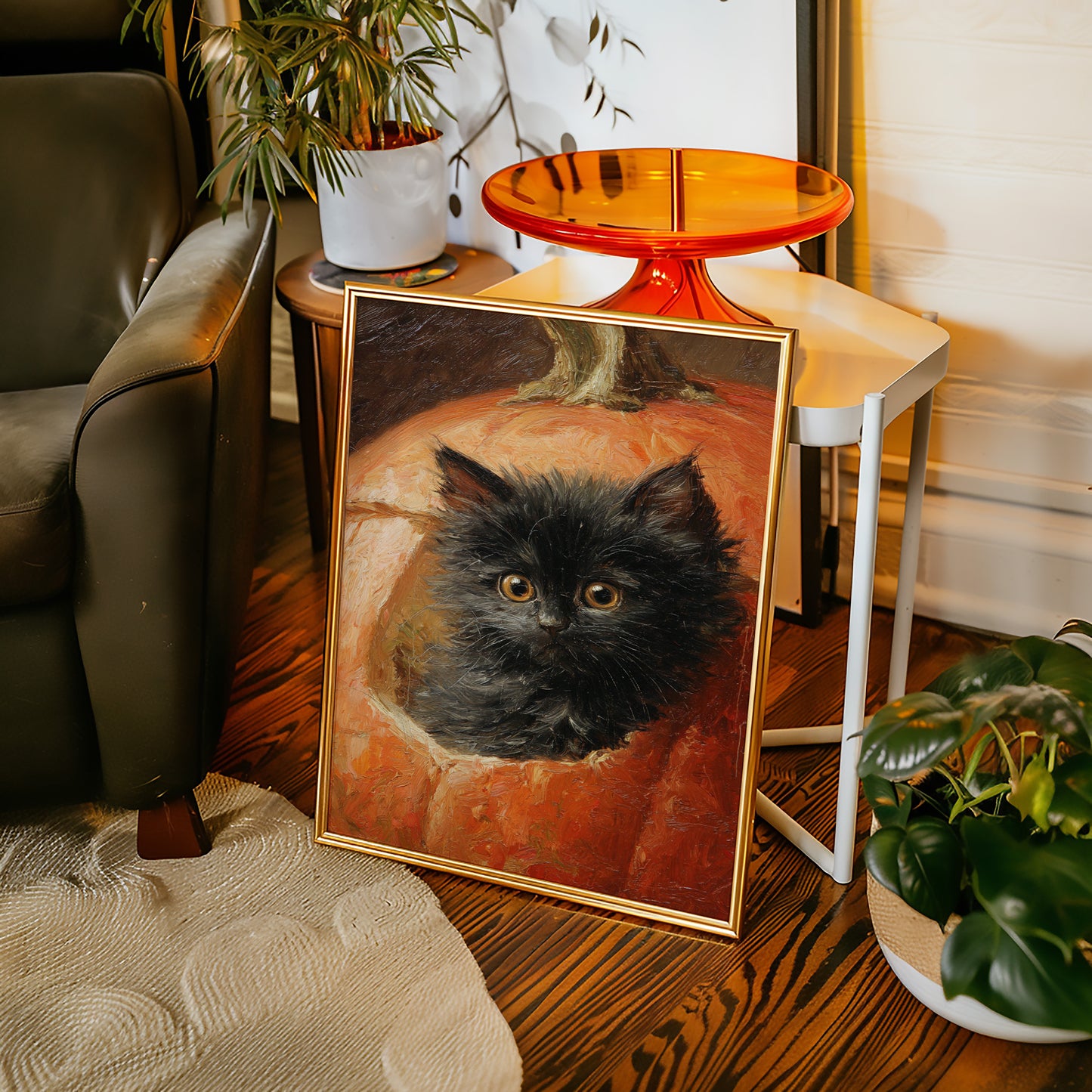 Curious Kitten in Pumpkin