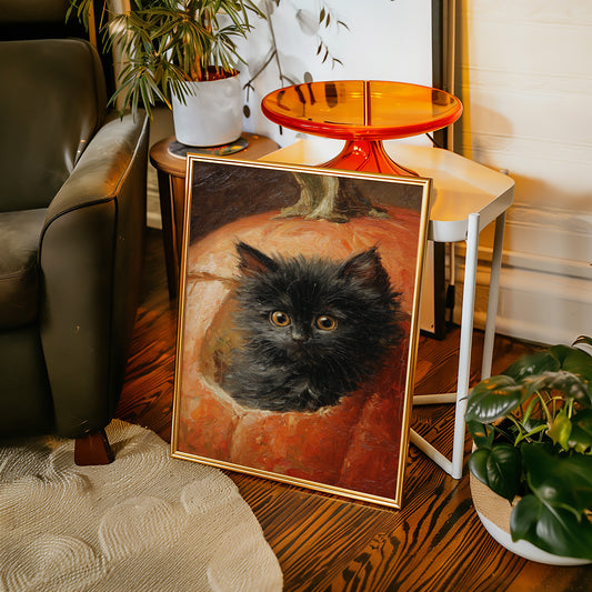Curious Kitten in Pumpkin