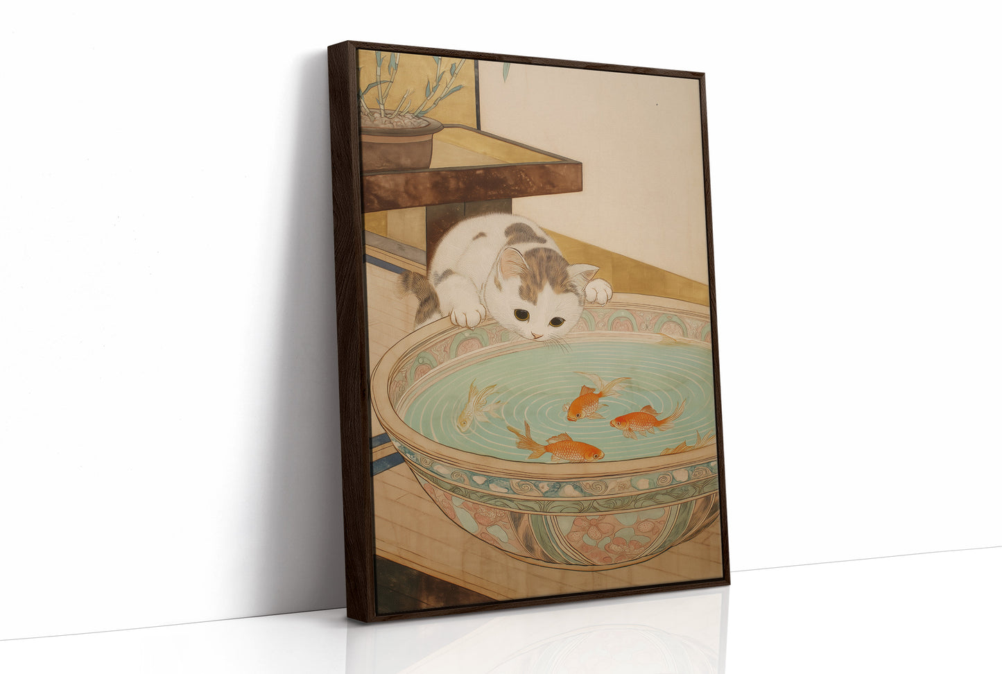 Curious Cat Meets Koi Below