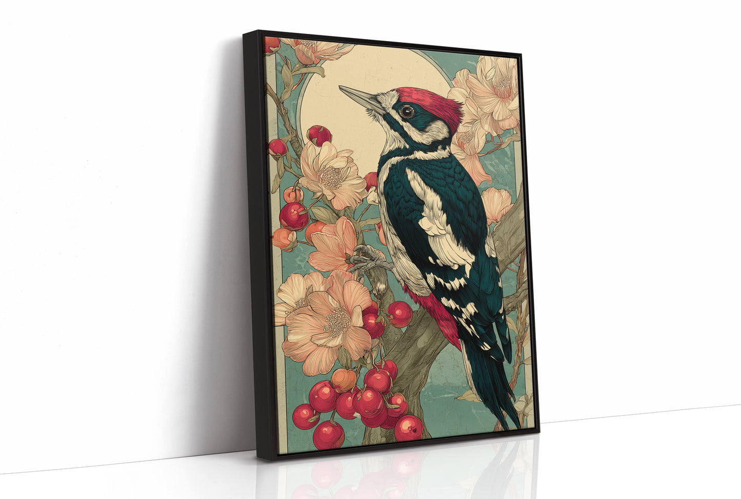 Crimson Crest Among Peach Blossoms