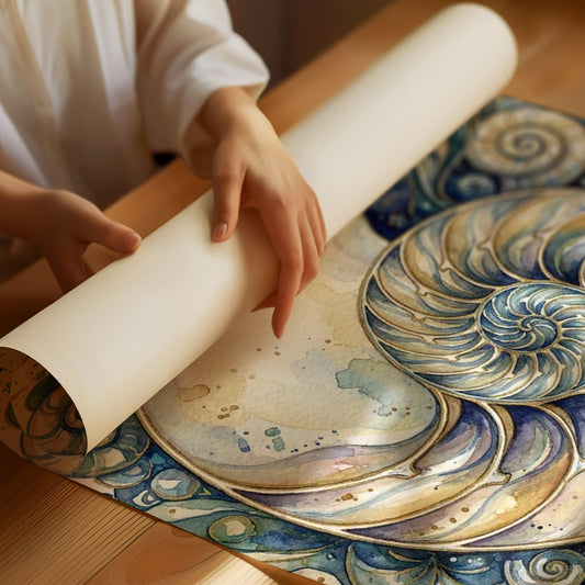 Nautilus Spiral: Watercolor Shell Study