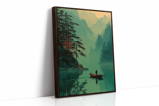 Lone Boatman Seeks Emerald Waters