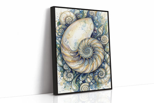 Nautilus Spiral: Watercolor Shell Study