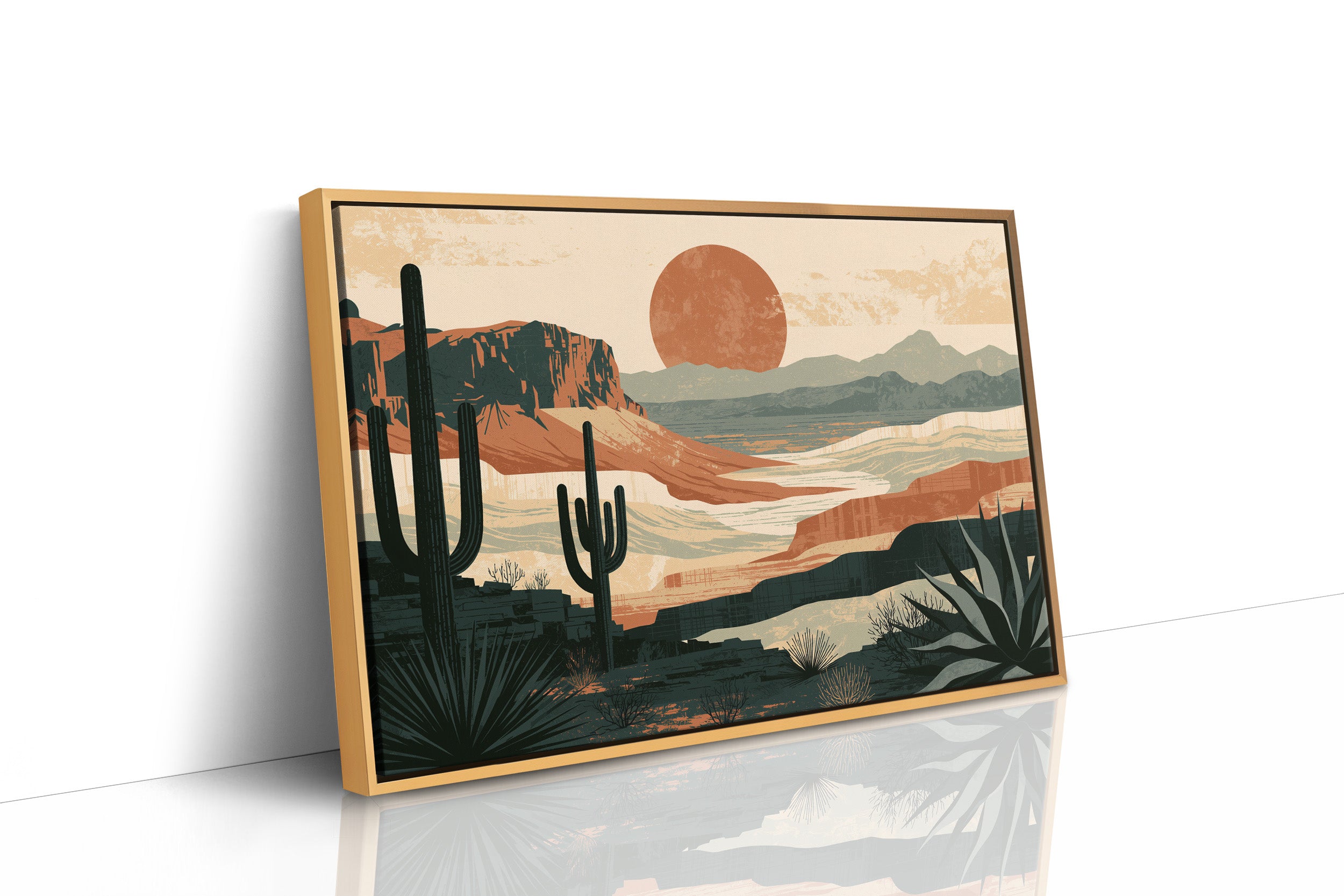 Retro Sun Over Saguaro Country
