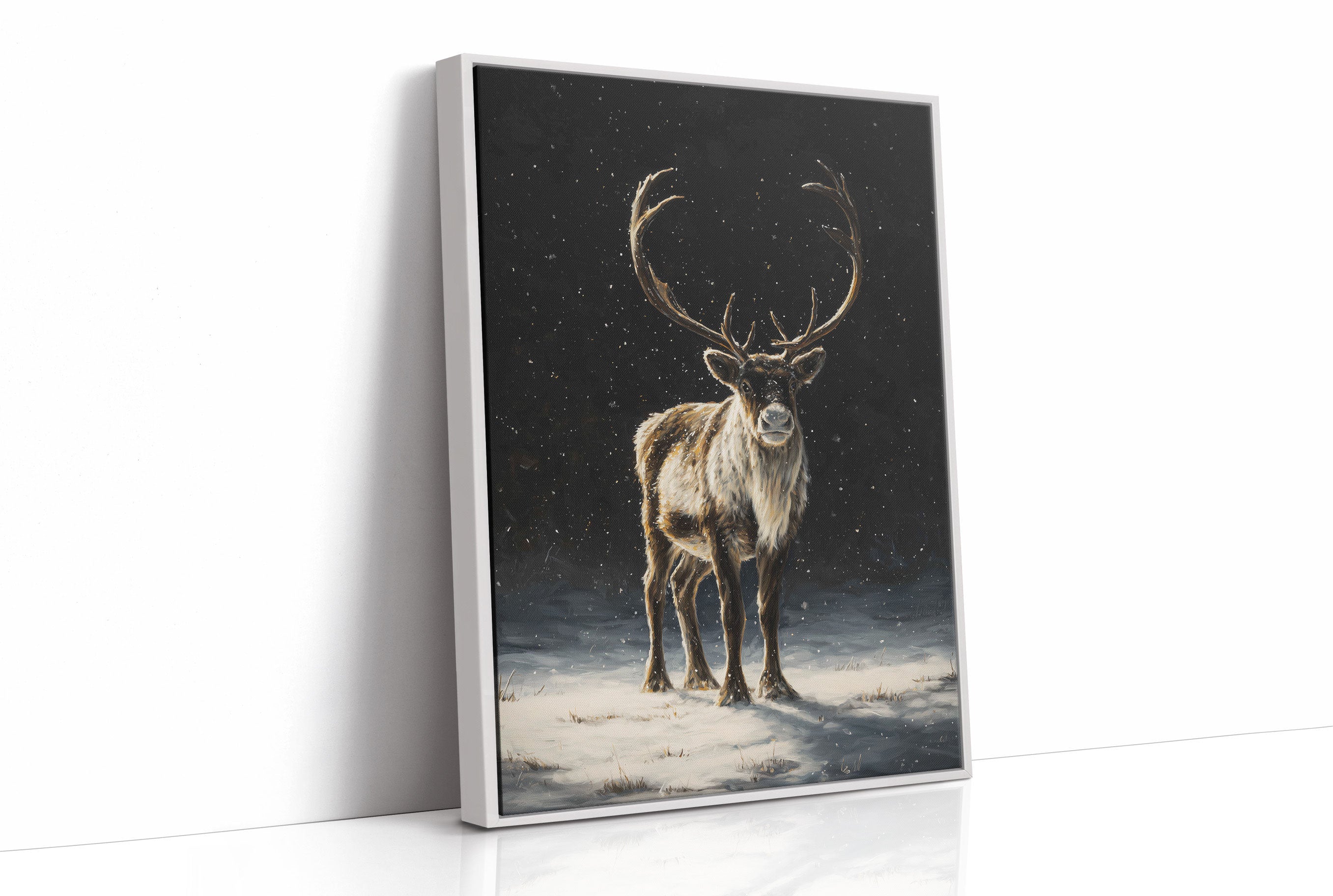 Reindeer Dreams Under Starlit Snow