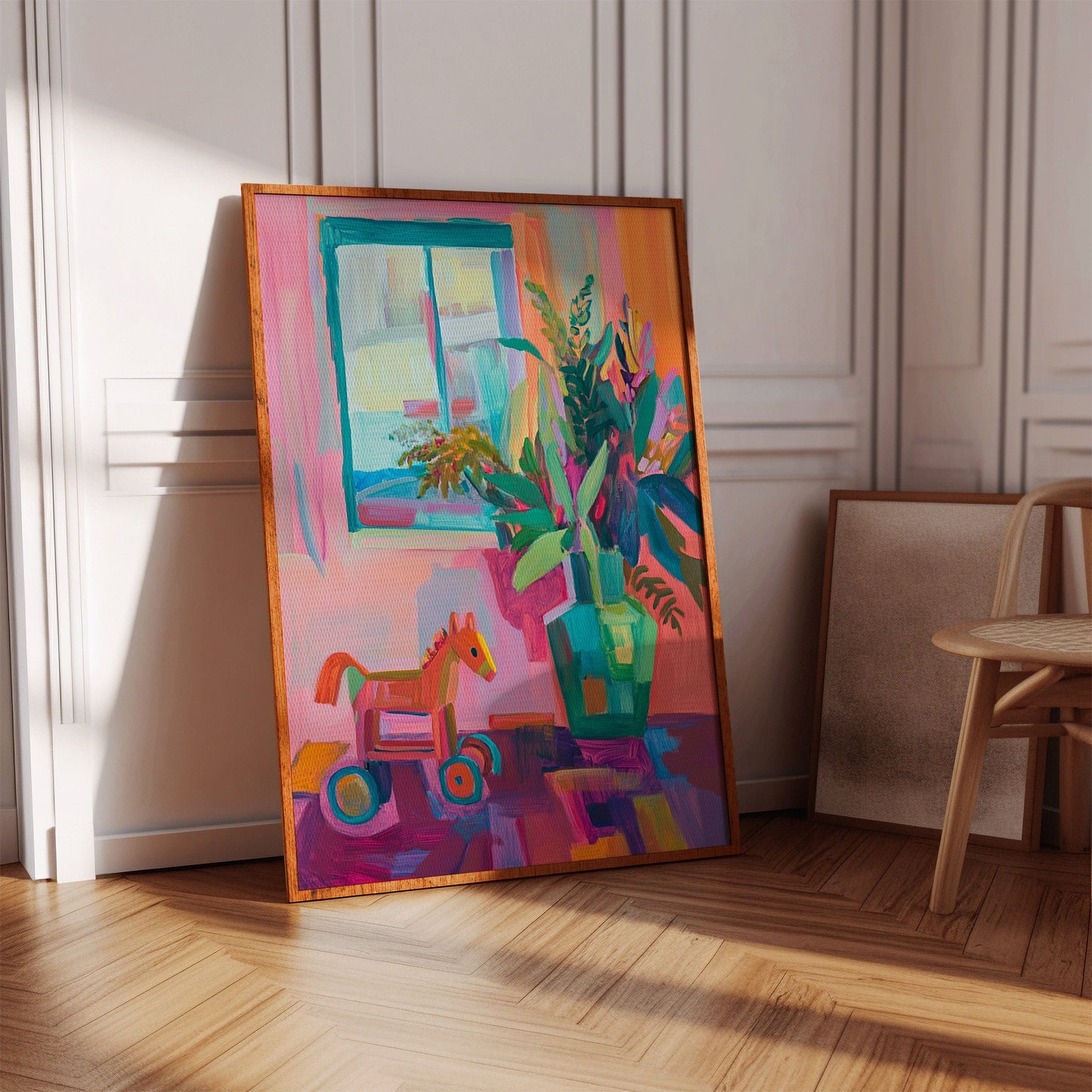 Wooden Horse By Summer Window