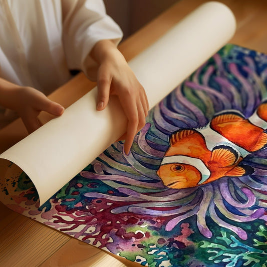 Anemone's Embrace: Watercolor Clownfish Portrait