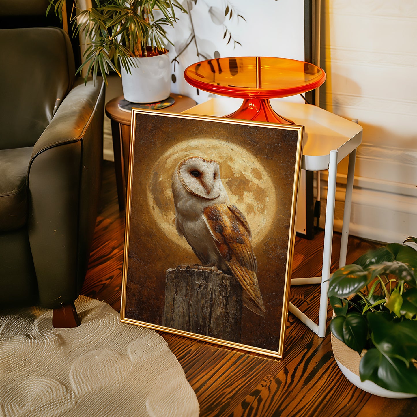 Barn Owl Beneath a Full Moon
