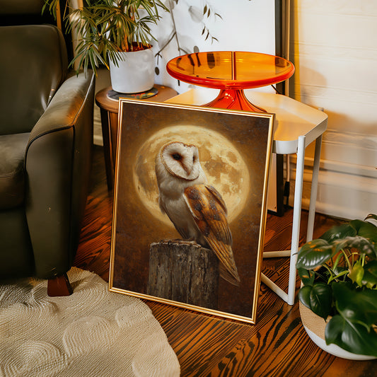 Barn Owl Beneath a Full Moon