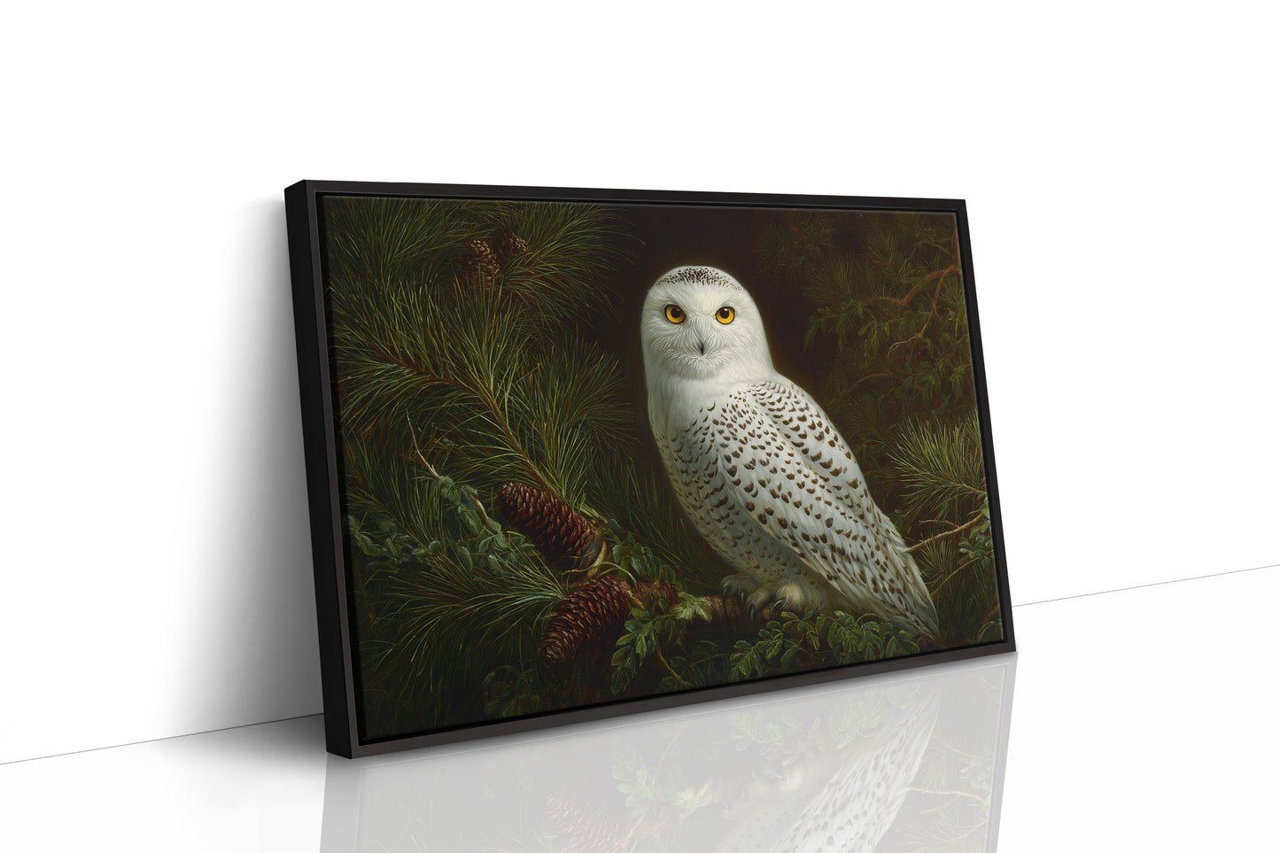 Arctic Sentinel Among Pine Boughs