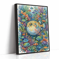 Puffed Up: Watercolor Pufferfish Reef Scene