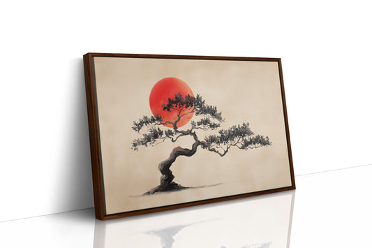 Crimson Harmony: Bonsai Beneath Blood Moon