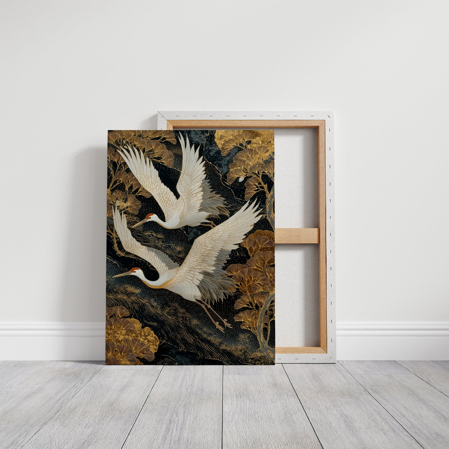 Cranes Dance Through Golden Ginkgo