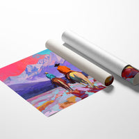 Three Riders Face Mountain Majesty