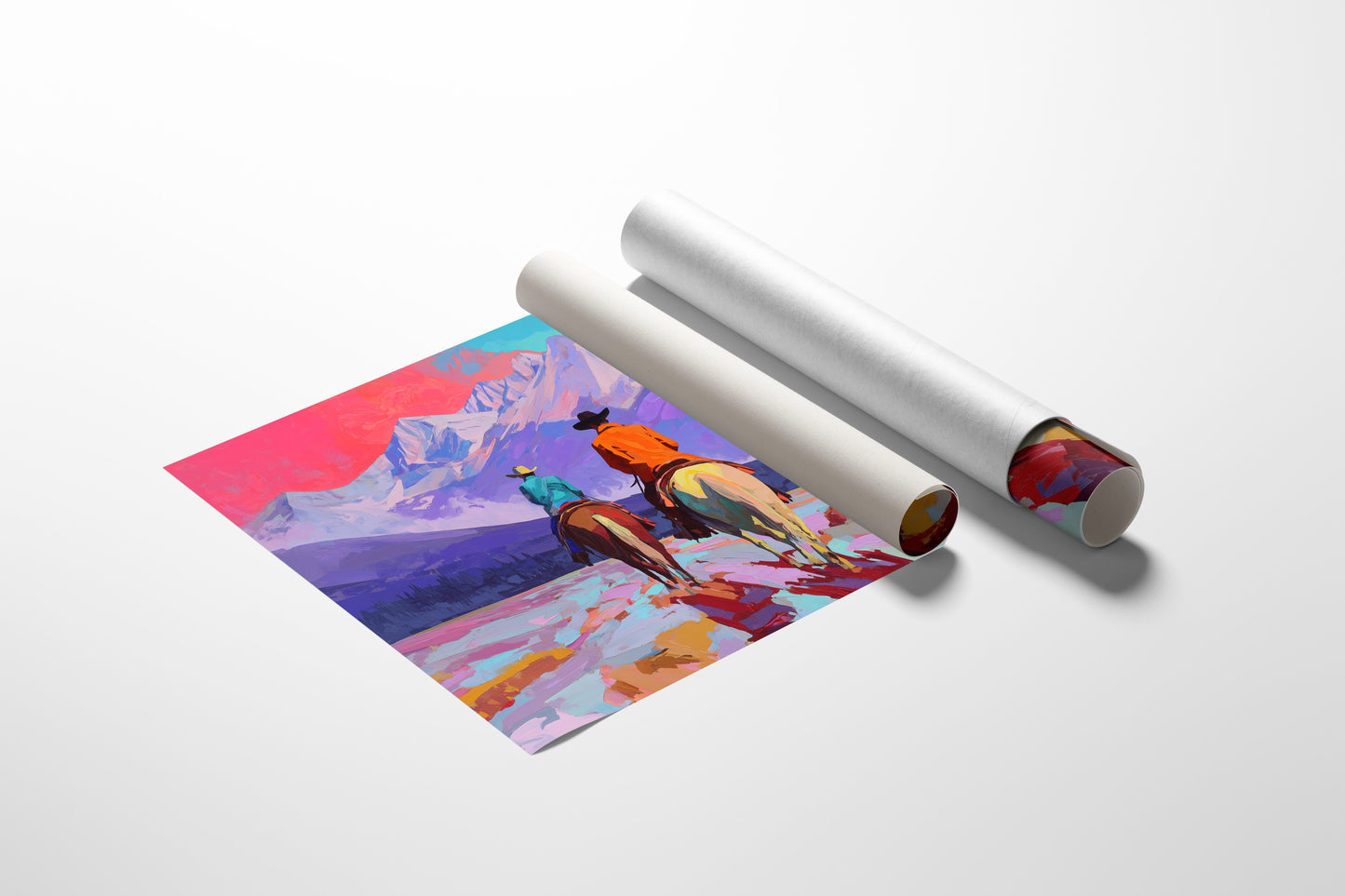 Three Riders Face Mountain Majesty