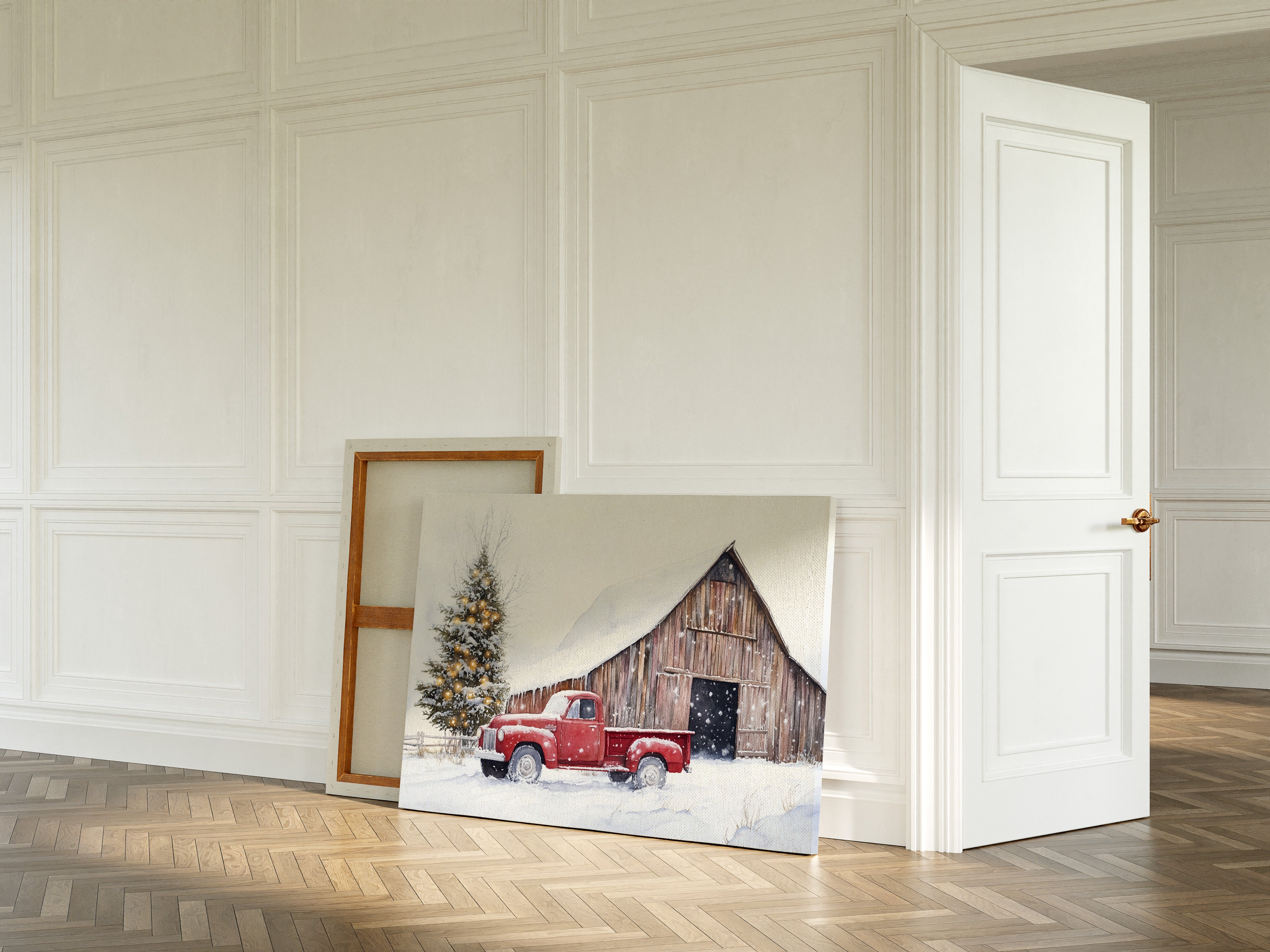 Red Pickup Brings Christmas Home