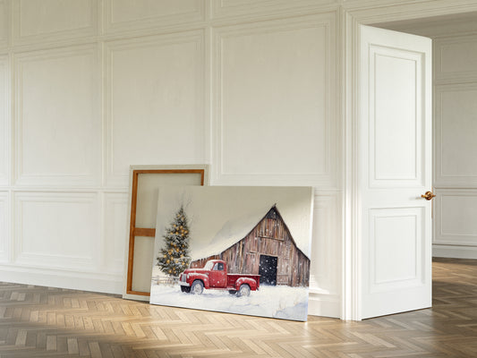 Red Pickup Brings Christmas Home