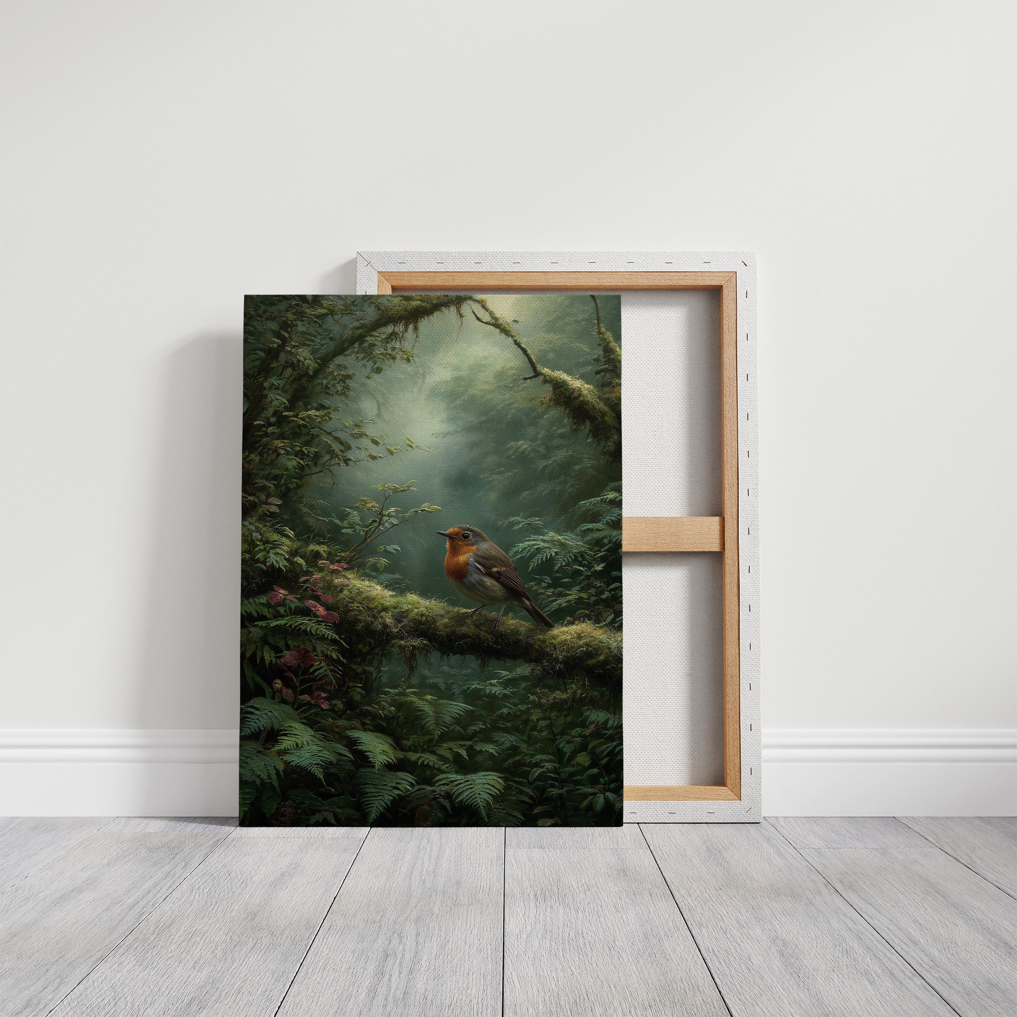 Robin's Perch In Misty Forest