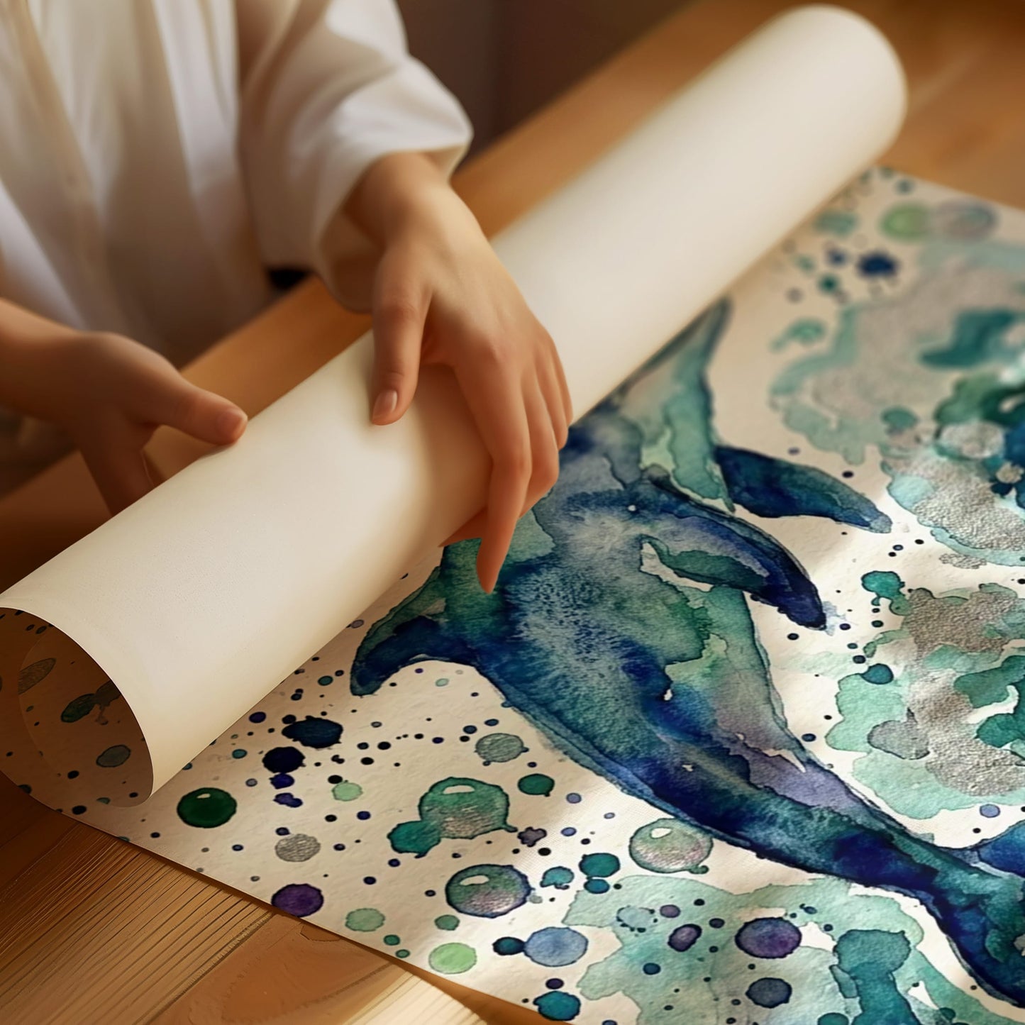 Breaking Free: Watercolor Leaping Dolphin