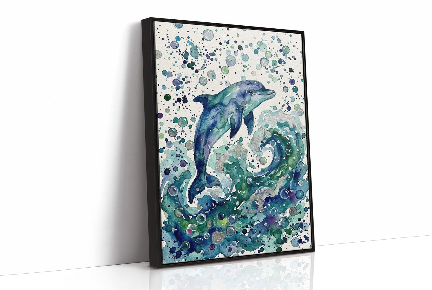 Breaking Free: Watercolor Leaping Dolphin