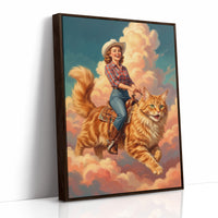 Cowgirl on a Giant Cat — Painted Western Fantasy Print