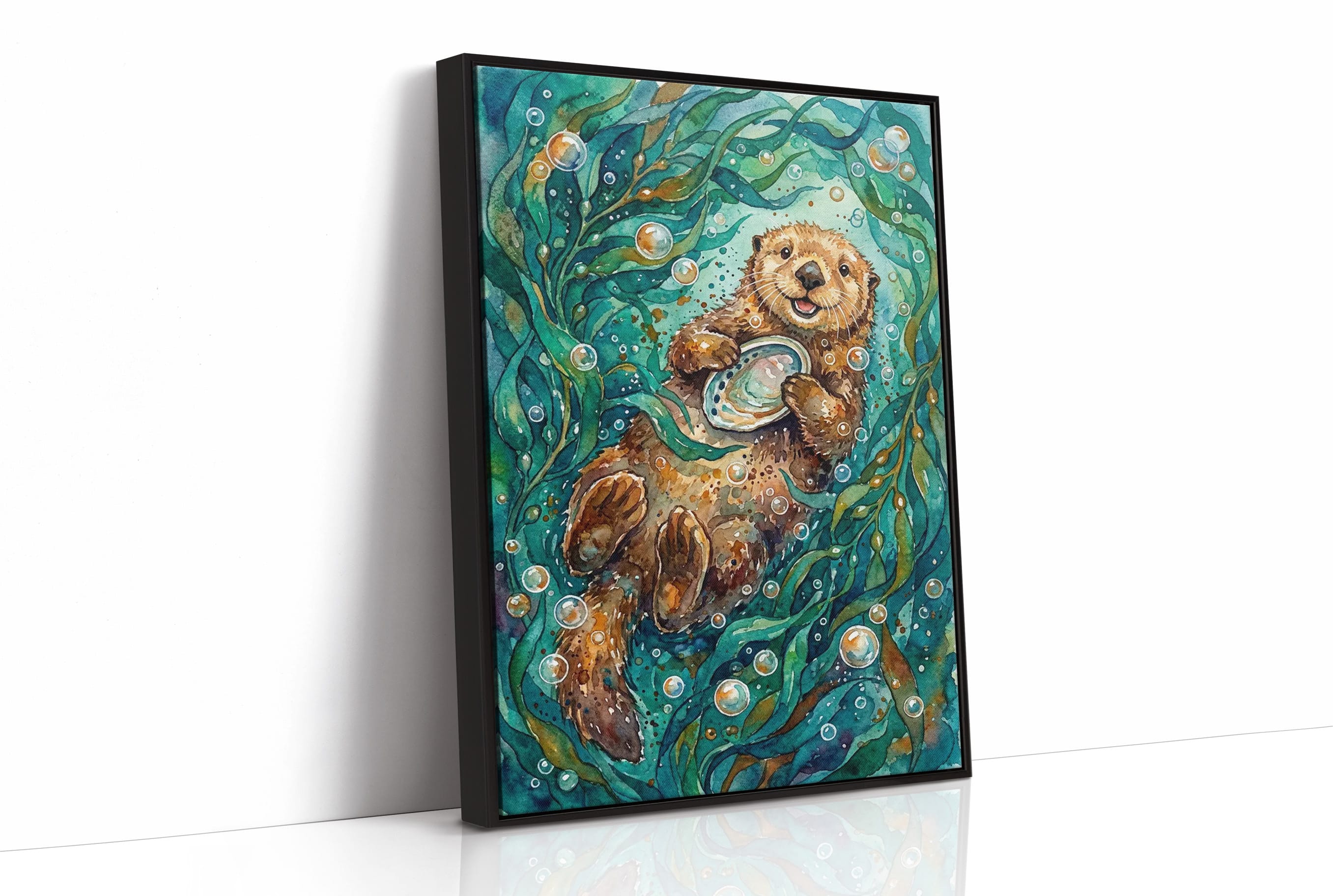 Snack Time: Watercolor Sea Otter Study