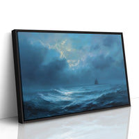 Distant Ship Braves Stormy Seas