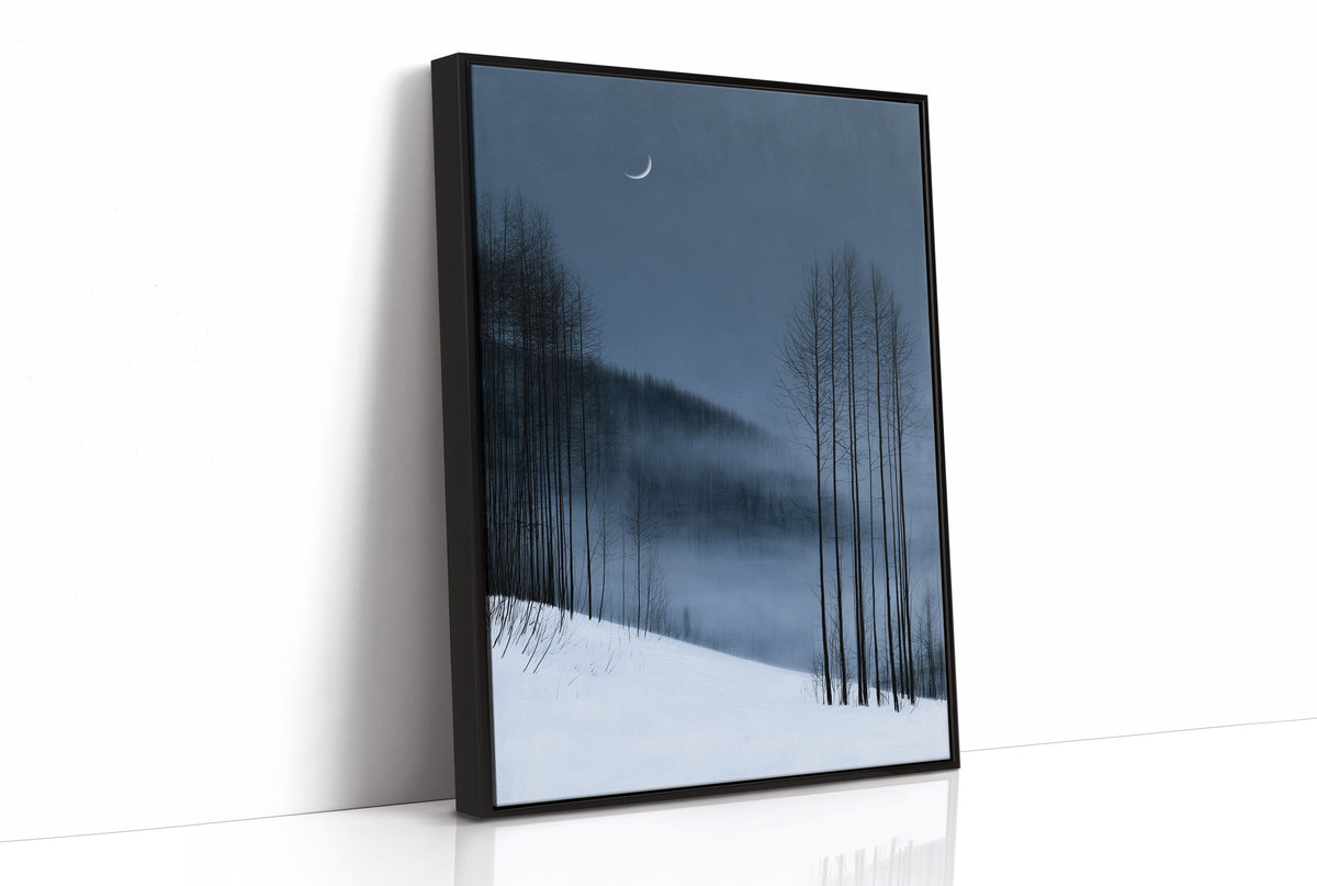 Crescent Moon Over Snowfall