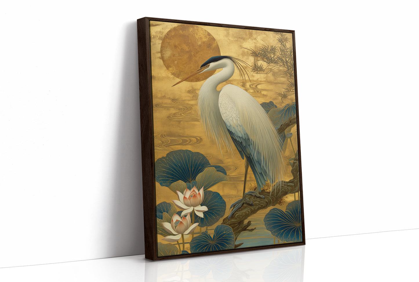 Lotus Moon Greets Noble Heron