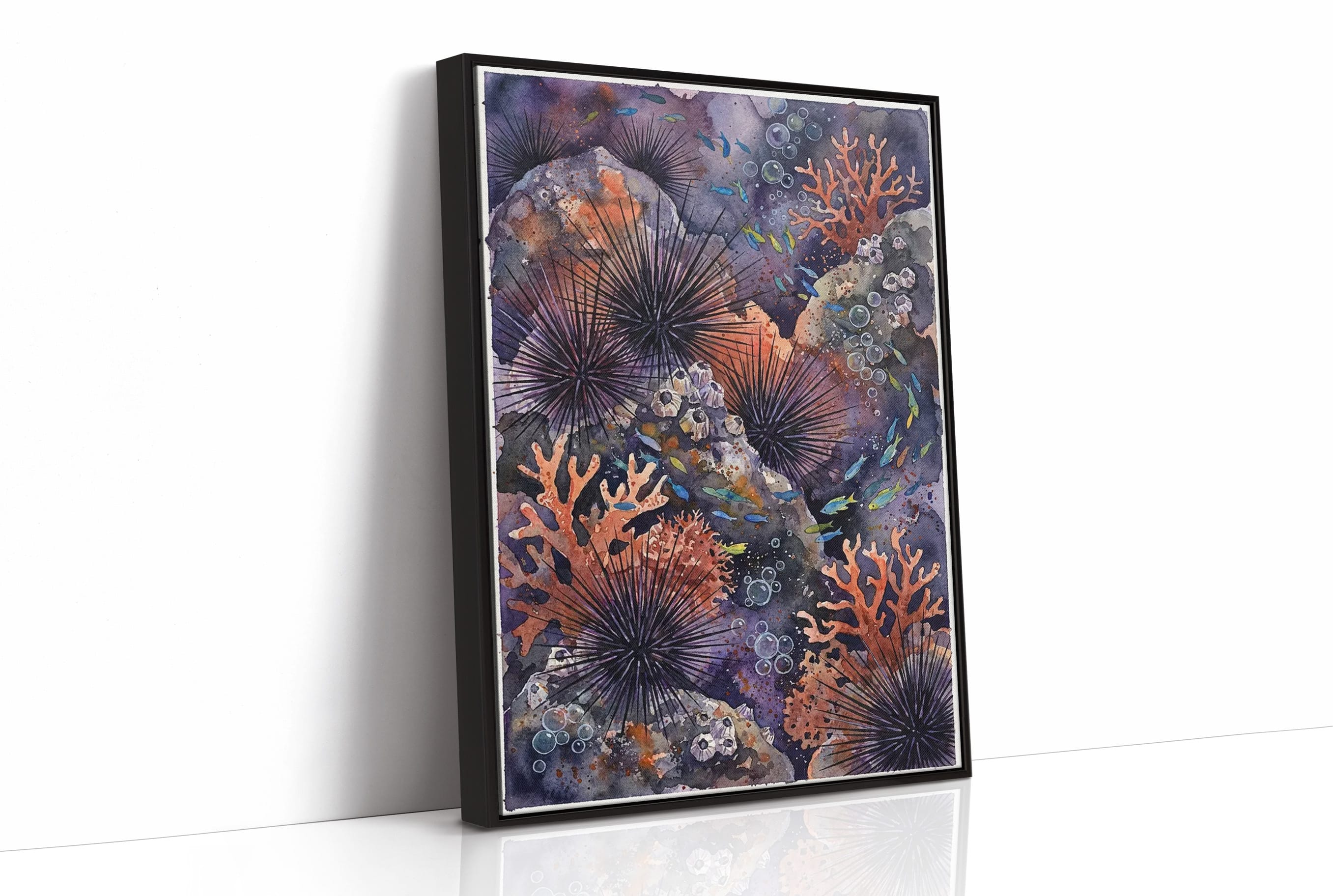 Spined Sentinels: Watercolor Sea Urchin Reef
