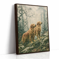 Golden Retrievers on the Misty Ridge