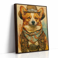 Cowboy Corgi — Impasto Western Dog Portrait