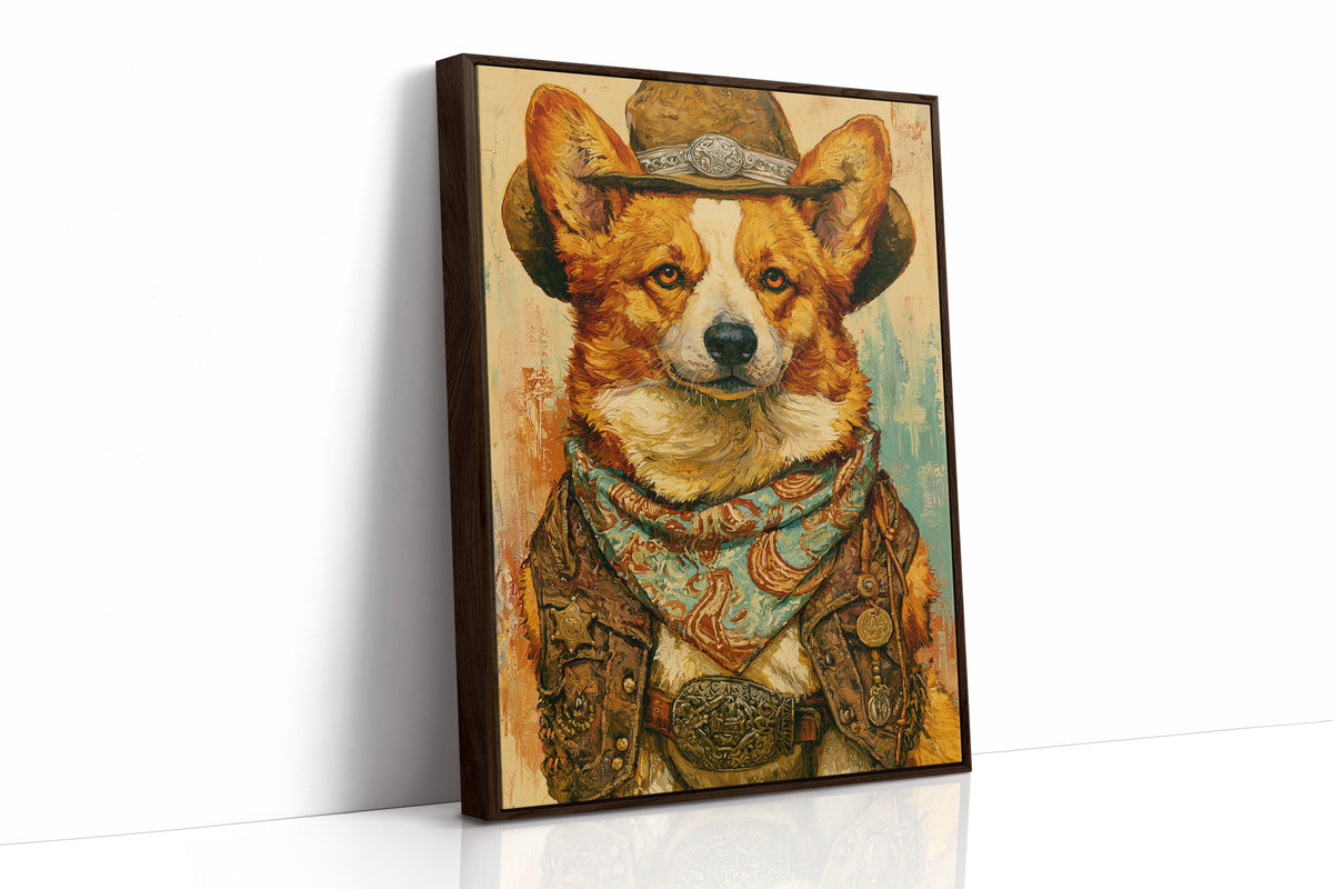 Cowboy Corgi — Impasto Western Dog Portrait