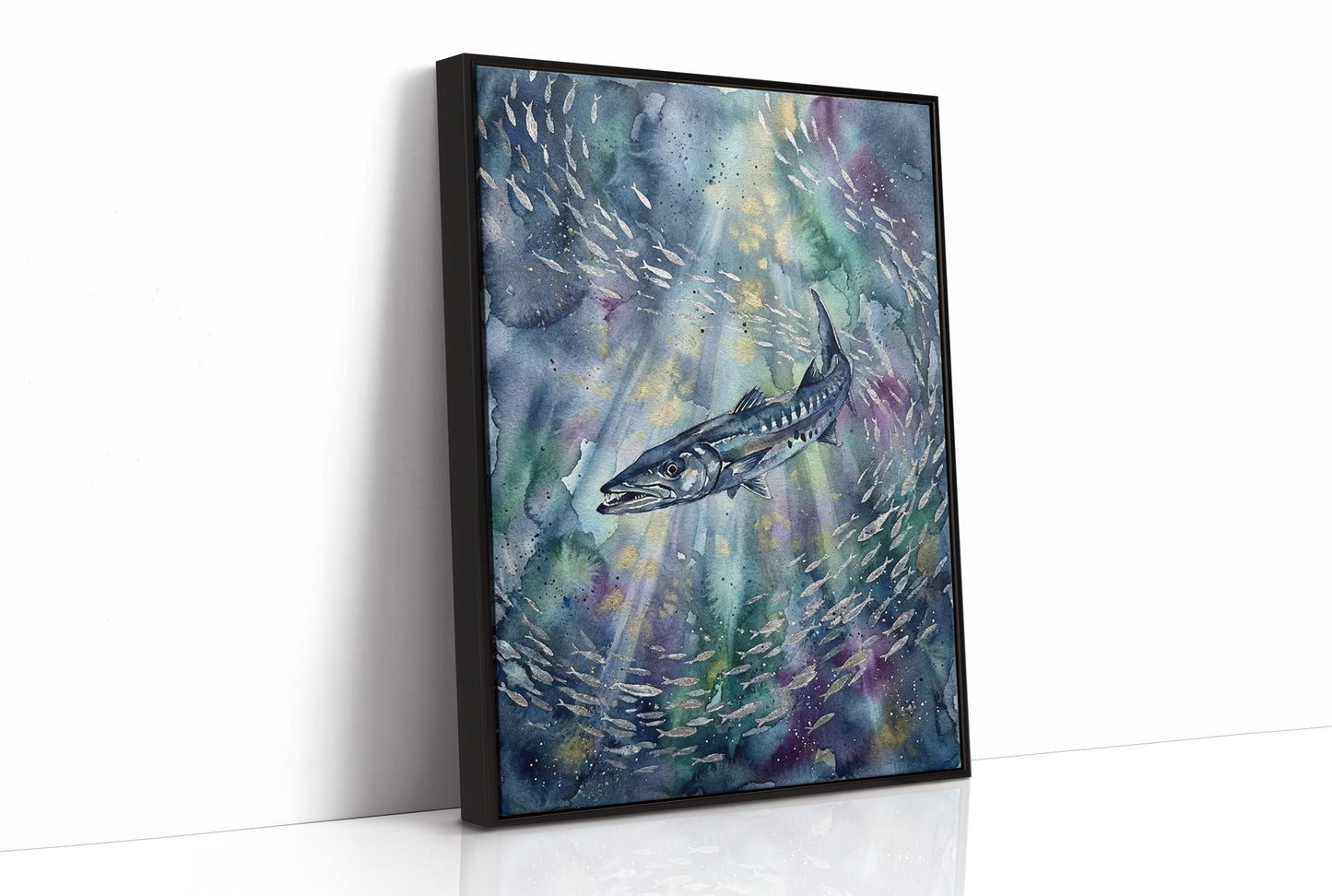 Bait Ball Hunter: Watercolor Barracuda Study