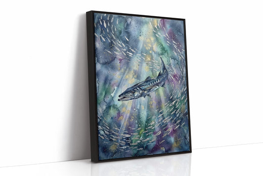 Bait Ball Hunter: Watercolor Barracuda Study