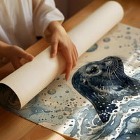 Surface Breath: Watercolor Harbor Seal Study