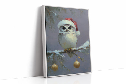 Festive Owl Perches Among Ornaments