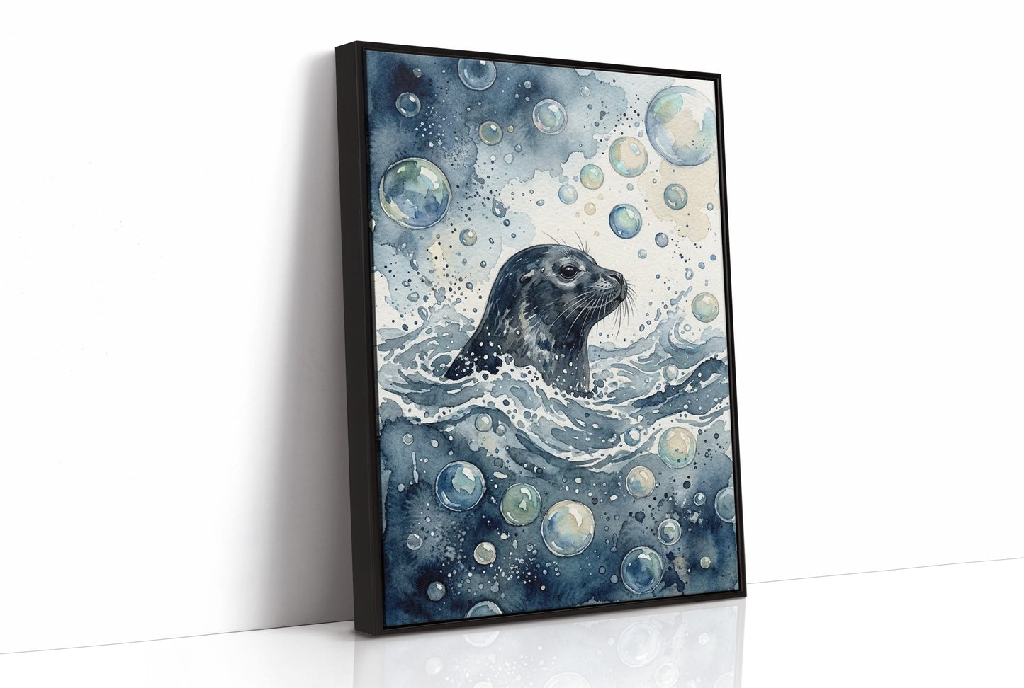 Surface Breath: Watercolor Harbor Seal Study