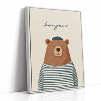 Bonjour French Bear Illustration