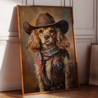 Cocker Spaniel Sheriff in Turquoise and Rust