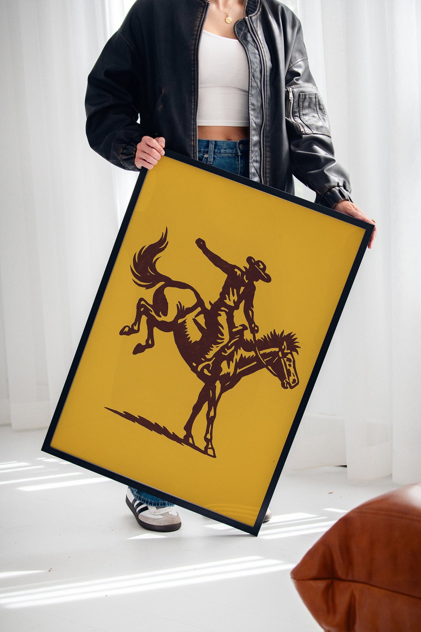 Vintage Rodeo Cowboy Silhouette Print