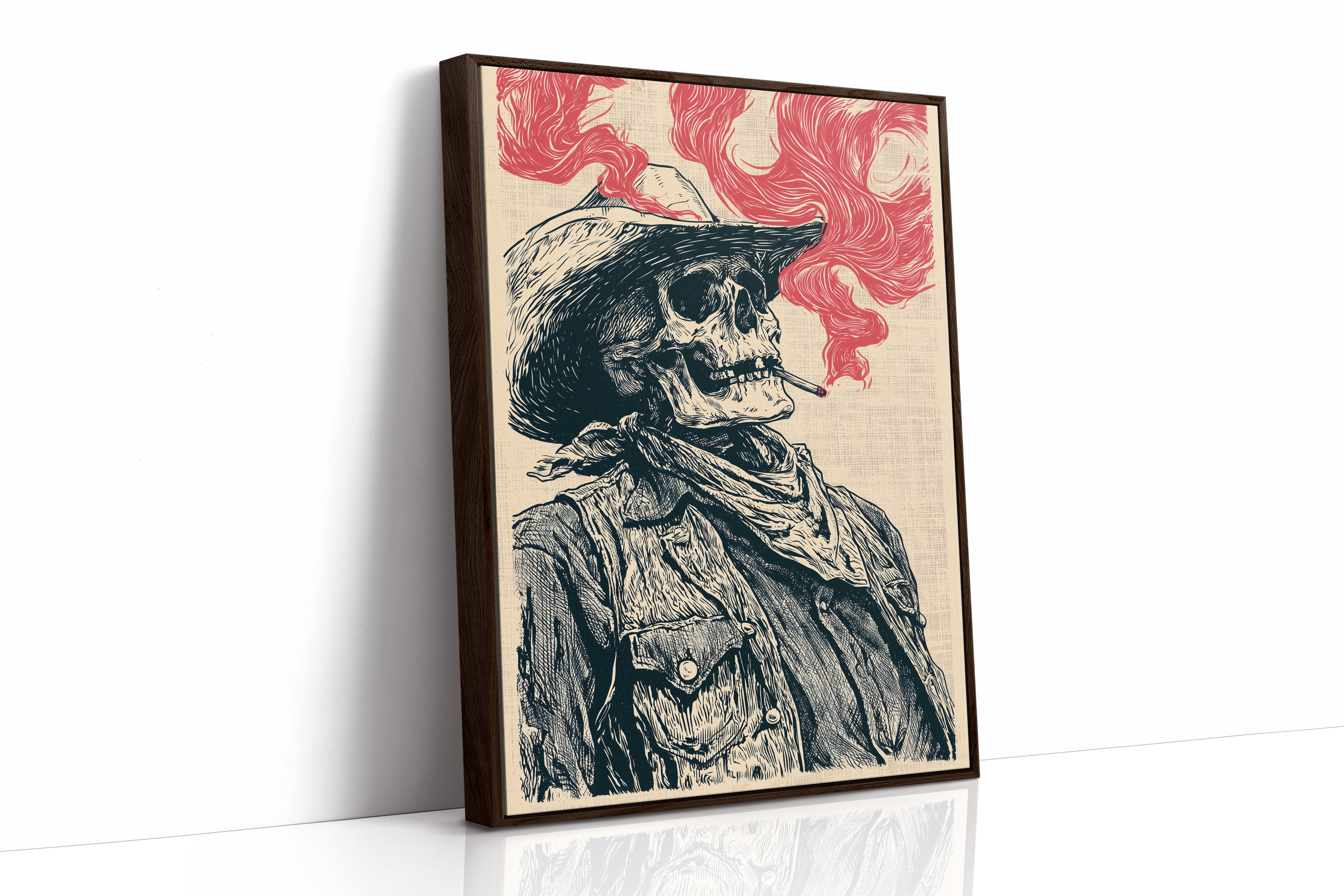 The Last Cowboy — Profile Skeleton Engraving Print