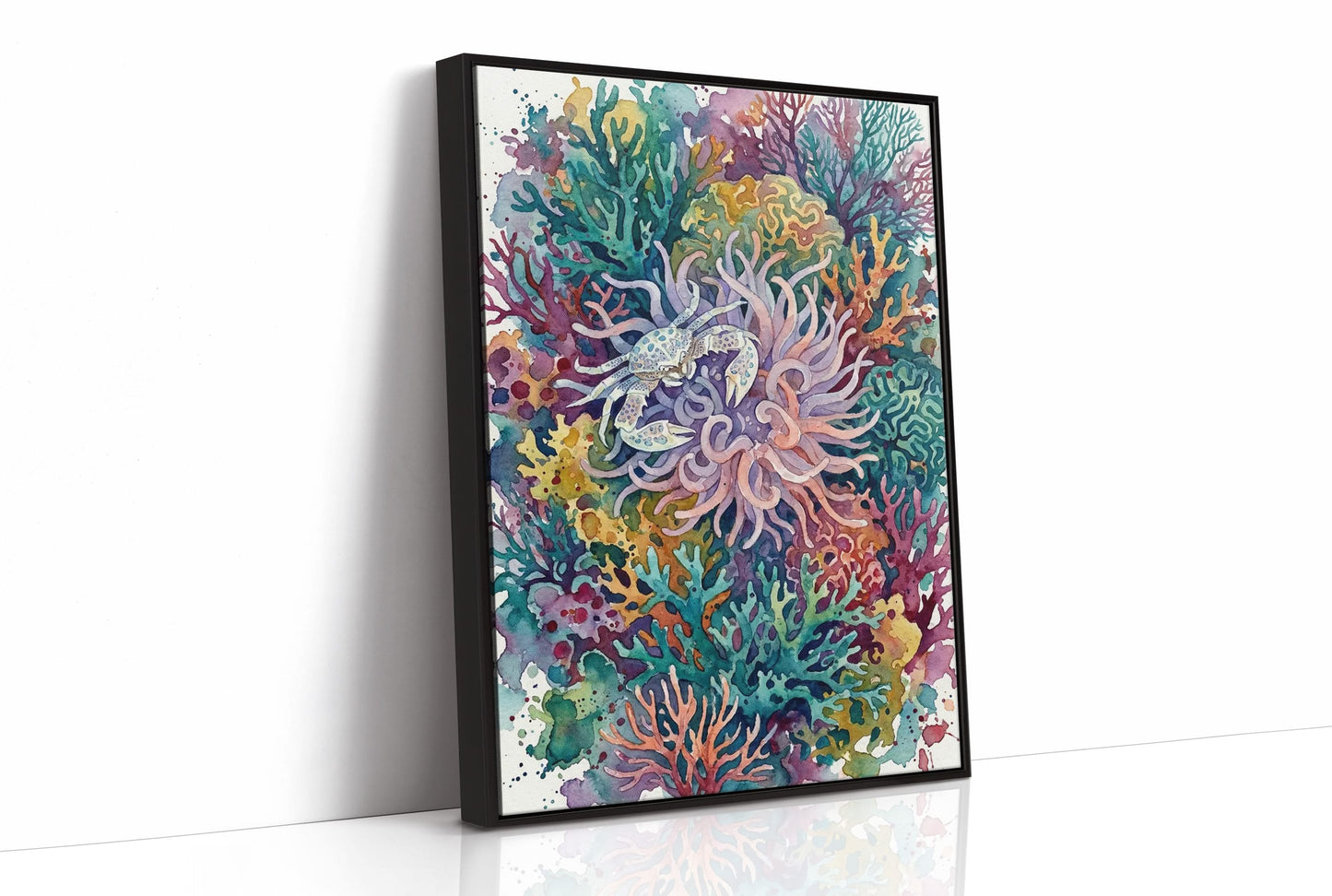Anemone Hideout: Watercolor Speckled Crab Study