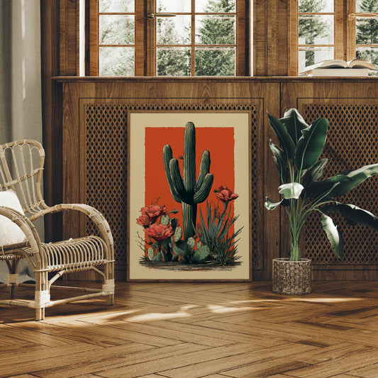 Saguaro Tales In Coral Sunset