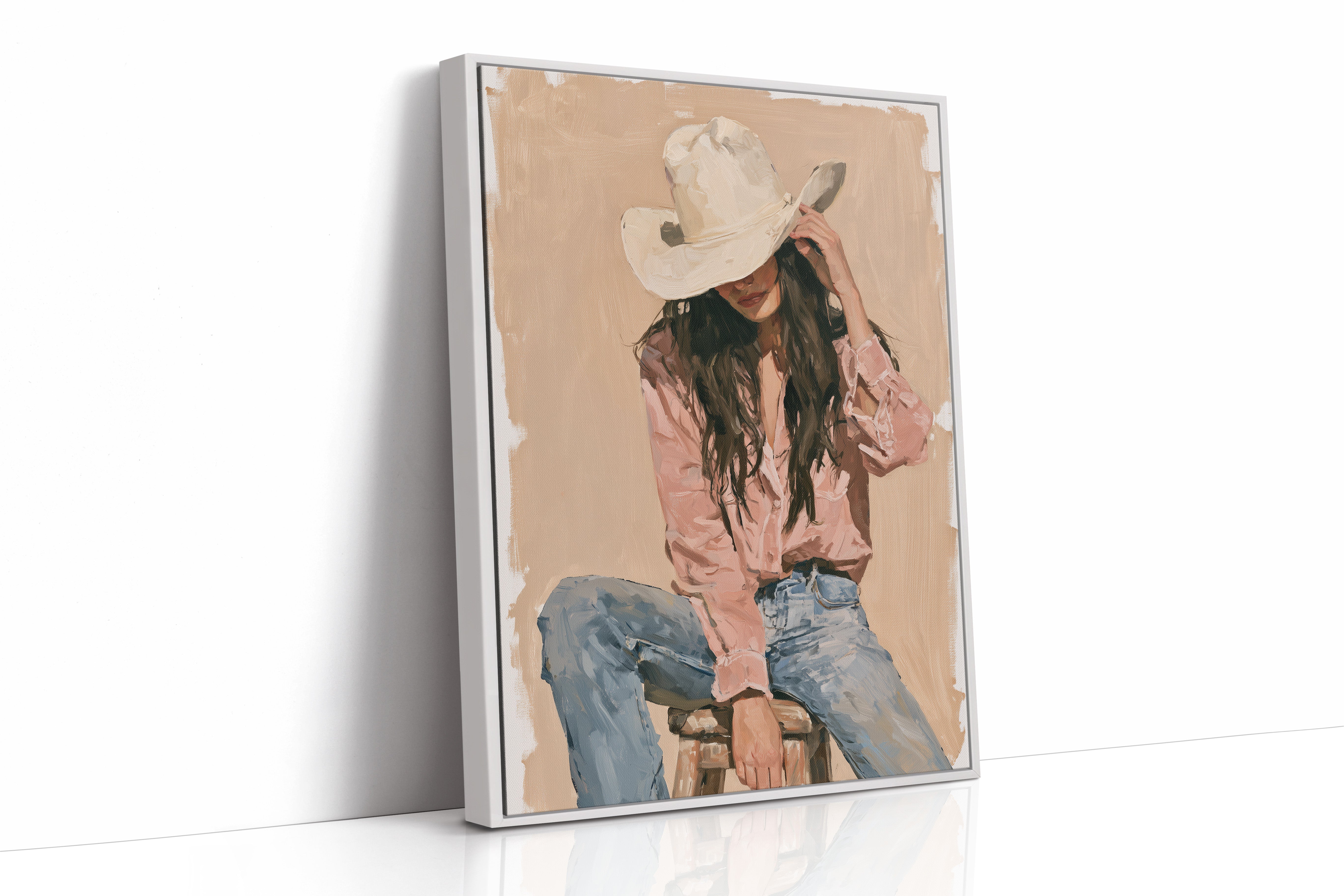 Seated in Blush and Denim