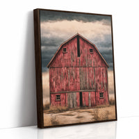 The Red Barn — Stormy Prairie Oil Painting