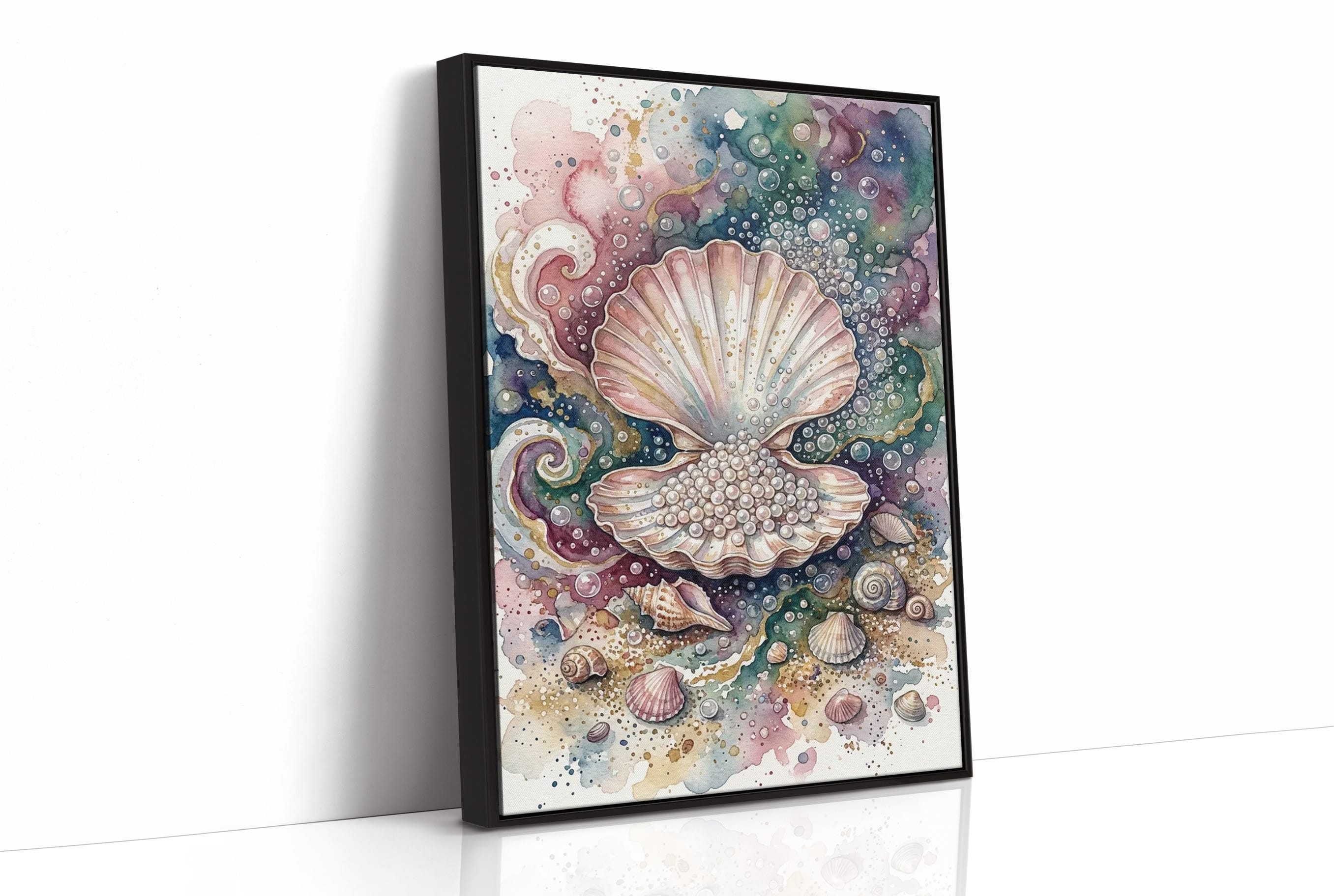 Pearl Cache: Watercolor Scallop Shell Study