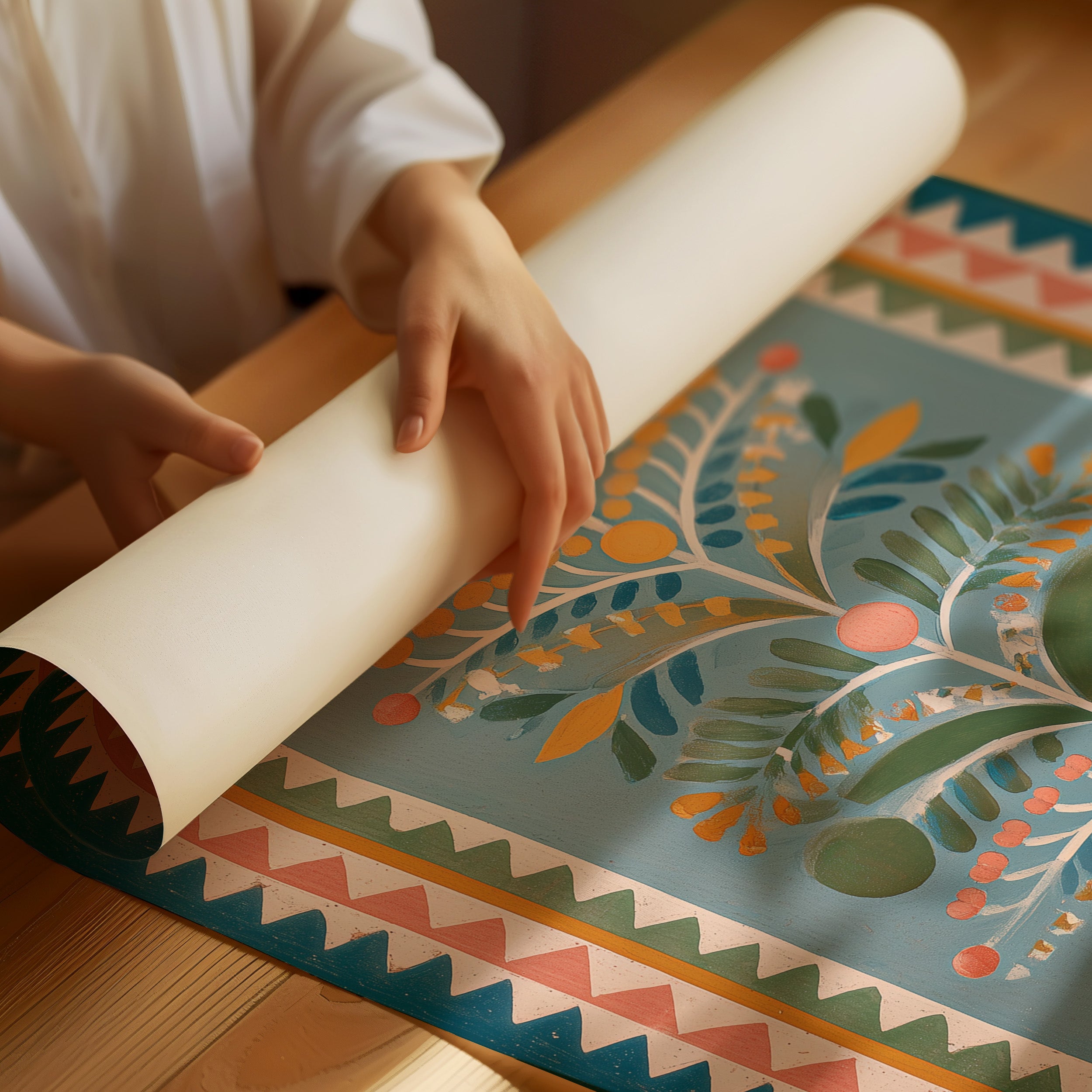 Folk Bloom in Summer Blue