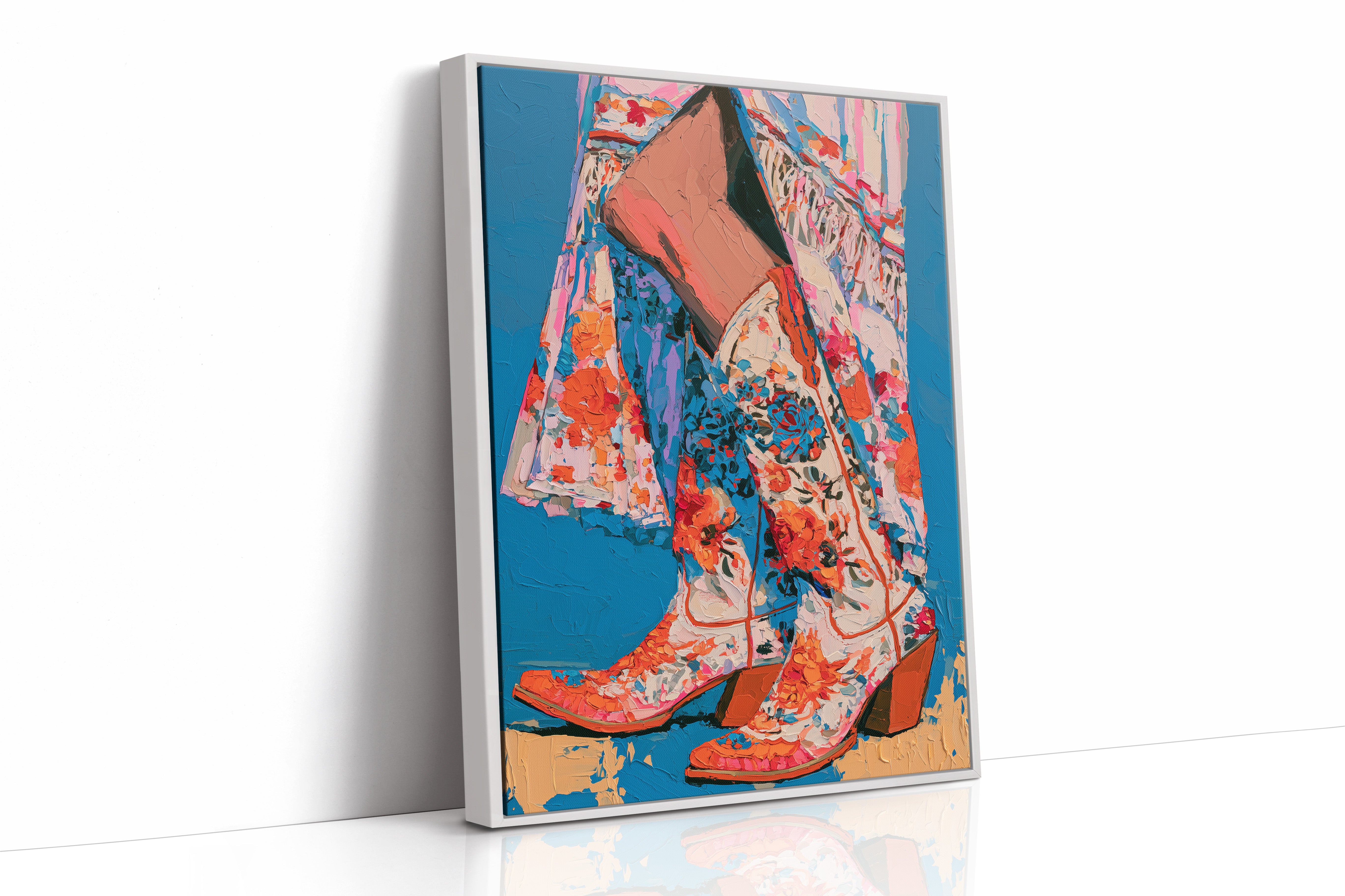 Floral Cowboy Boots Impasto Study