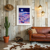 Moonlit Saguaros Dance In Lavender
